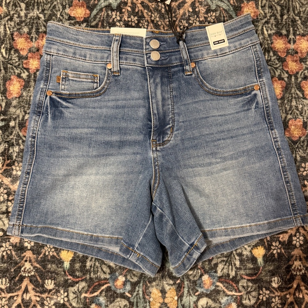 Judy Blue Summer Heat Tummy Control Too Double Button Shorts